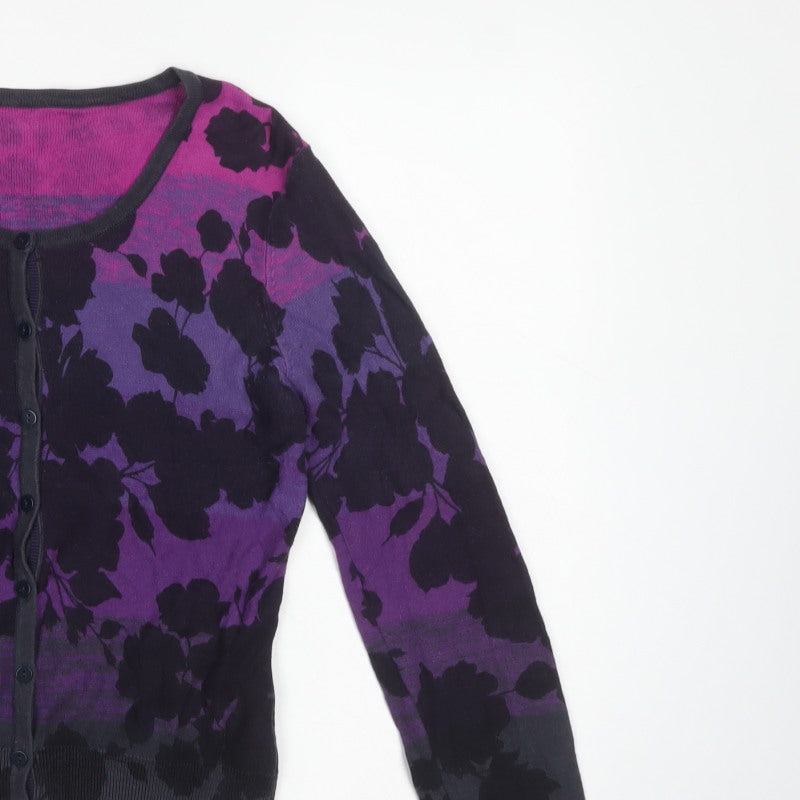 Per Una Women’s Multicoloured Floral Knit Button Cardigan Size 10