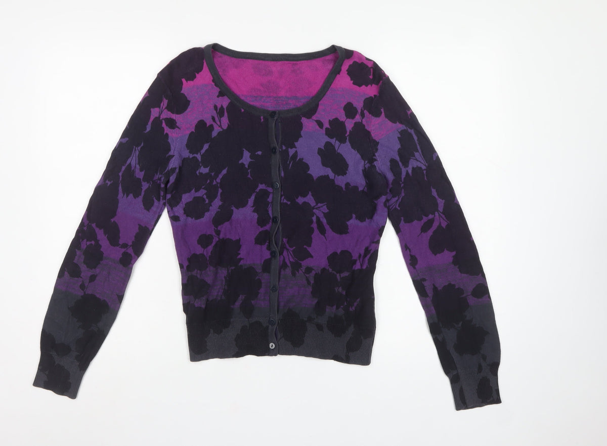 Per Una Women’s Multicoloured Floral Knit Button Cardigan Size 10