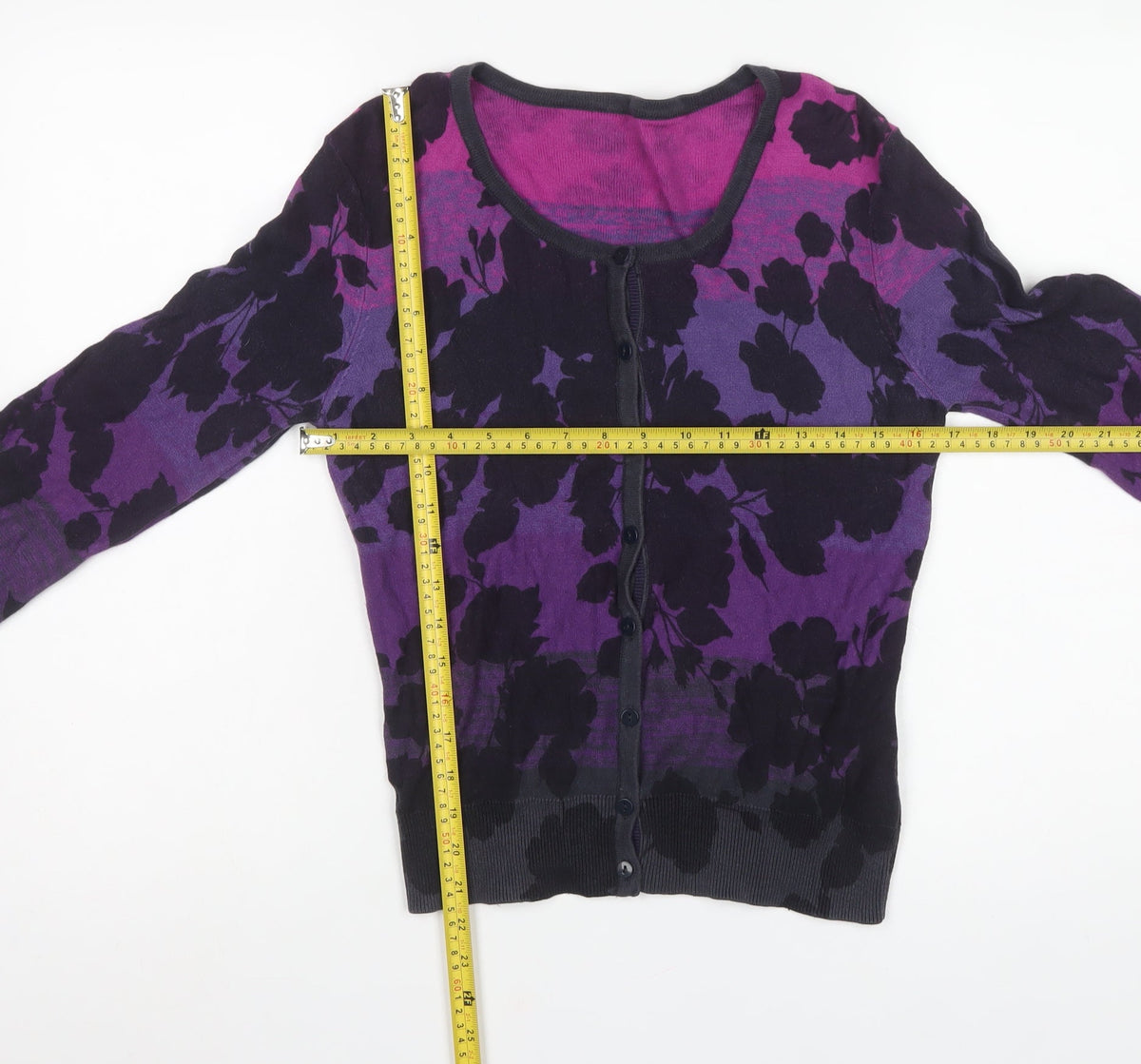Per Una Women’s Multicoloured Floral Knit Button Cardigan Size 10