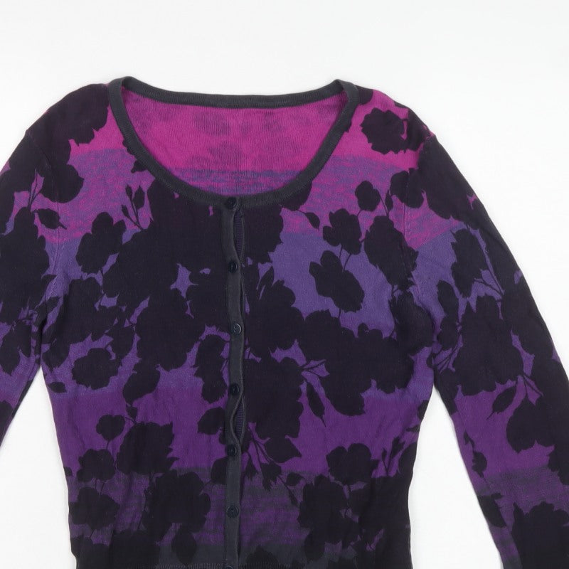 Per Una Women’s Multicoloured Floral Knit Button Cardigan Size 10