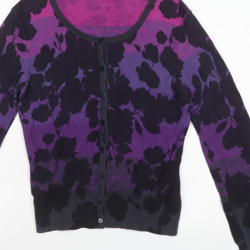 Per Una Women’s Multicoloured Floral Knit Button Cardigan Size 10