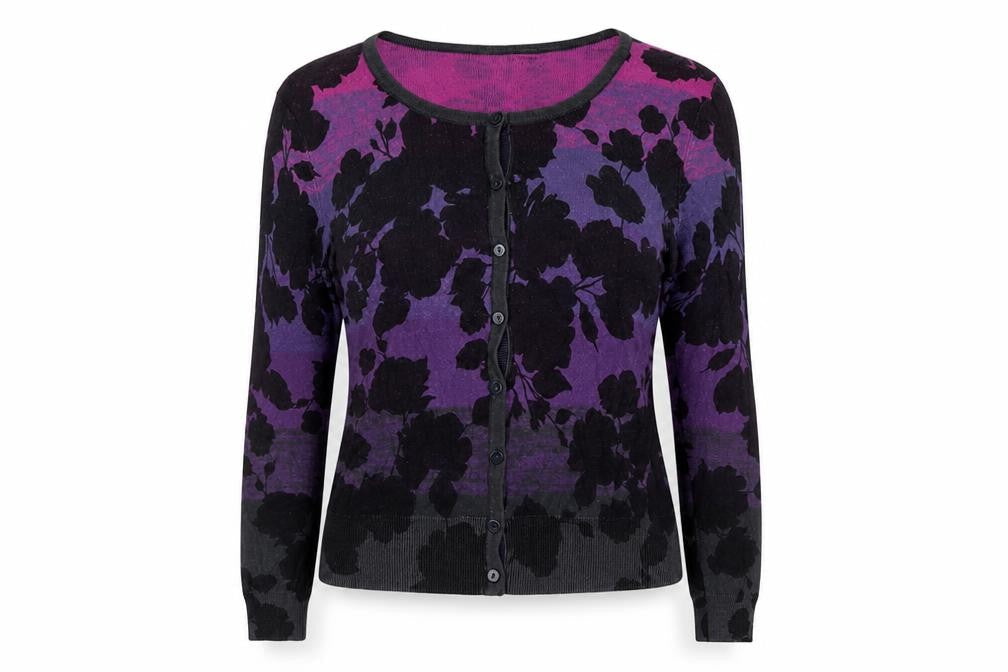 Per Una Women’s Multicoloured Floral Knit Button Cardigan Size 10
