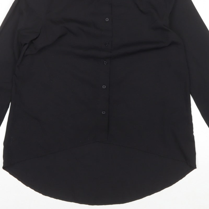 Religion Women’s Black Button-Up Collared Long Sleeve Shirt UK 10