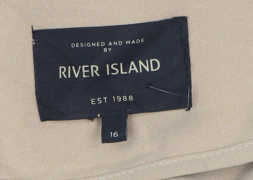 River Island Women’s Beige Size 16 Basic Open Jacket Buckle Cuffs
