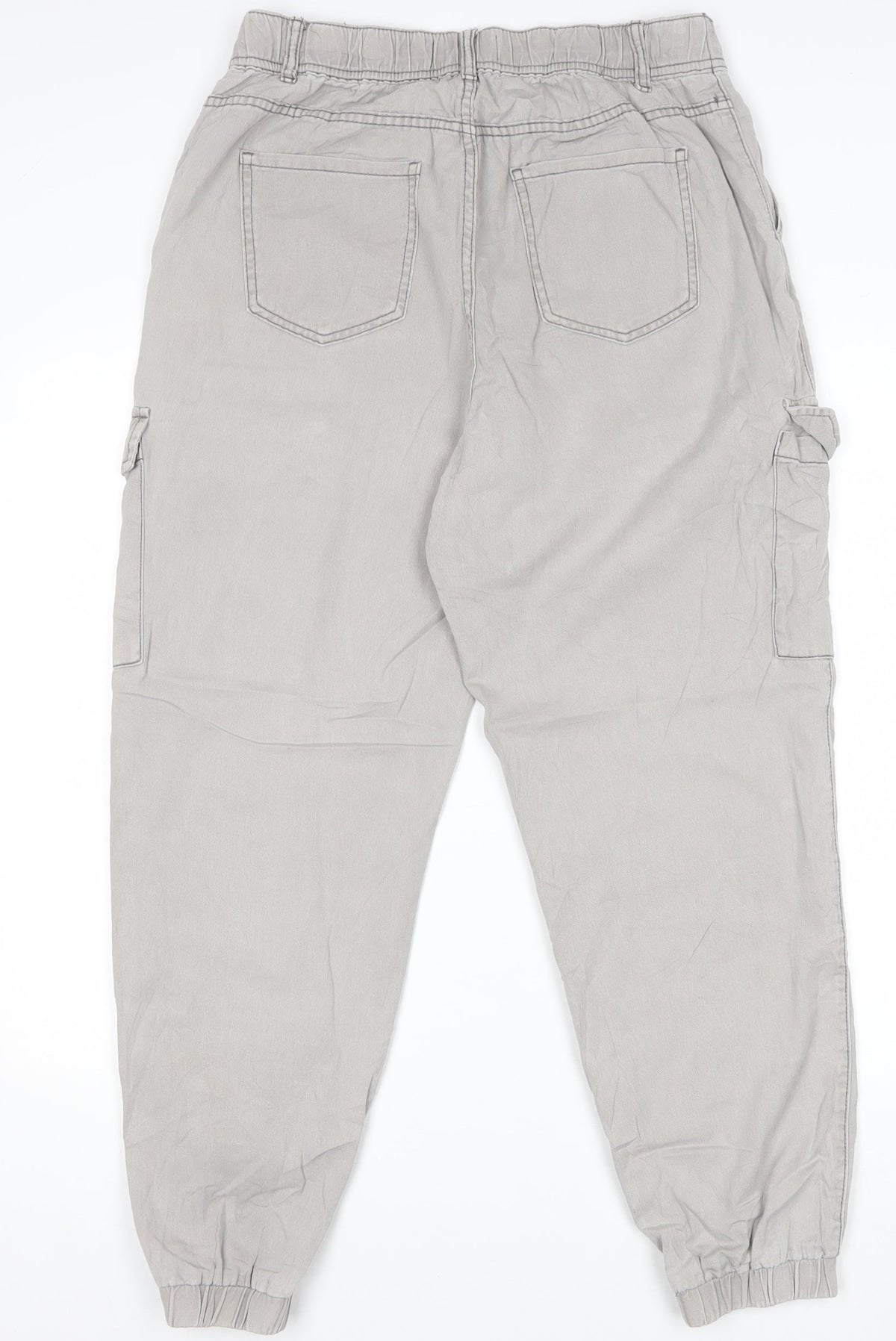 New Look Women Grey UK 12 Regular Cotton Cargo Cuffed Trousers