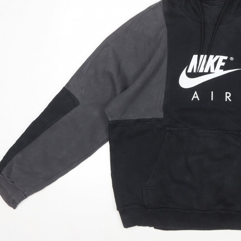 Nike Air Men’s Black Grey Graphic Pullover Hoodie M Hooded Sports