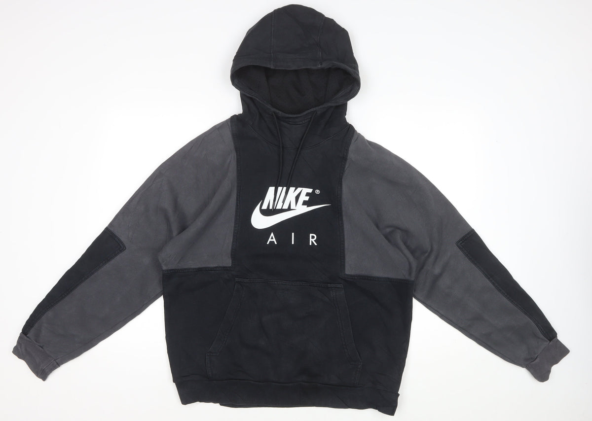Nike Air Men’s Black Grey Graphic Pullover Hoodie M Hooded Sports