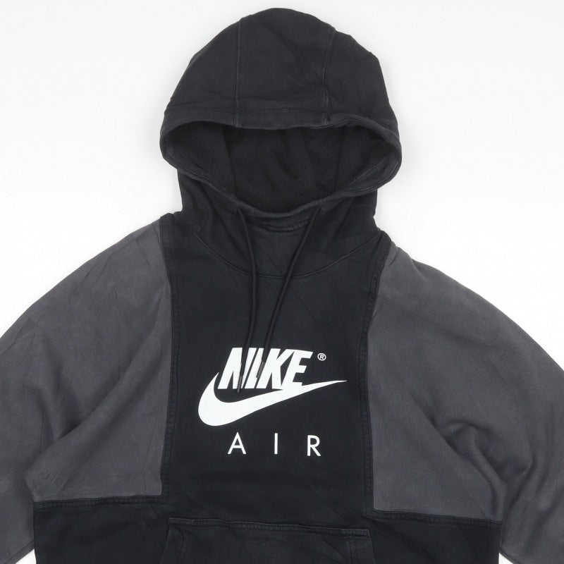 Nike Air Men’s Black Grey Graphic Pullover Hoodie M Hooded Sports