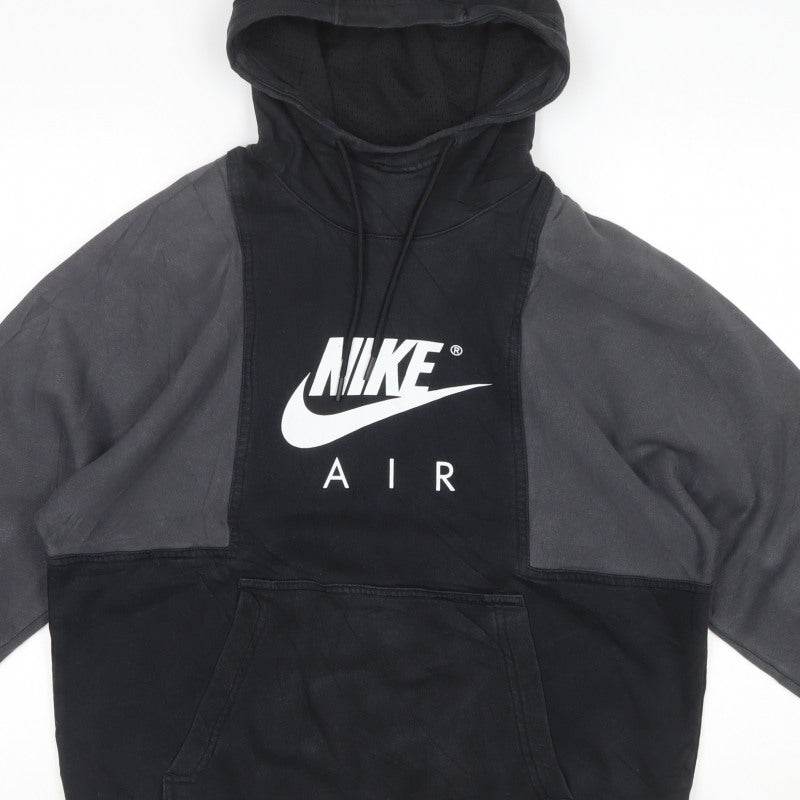Nike Air Men’s Black Grey Graphic Pullover Hoodie M Hooded Sports
