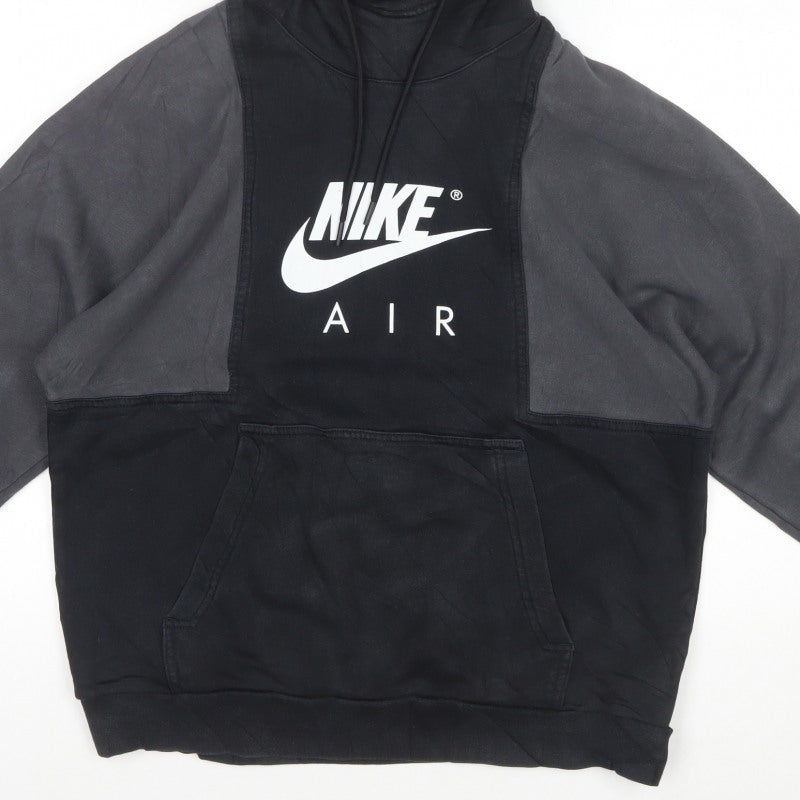 Nike Air Men’s Black Grey Graphic Pullover Hoodie M Hooded Sports