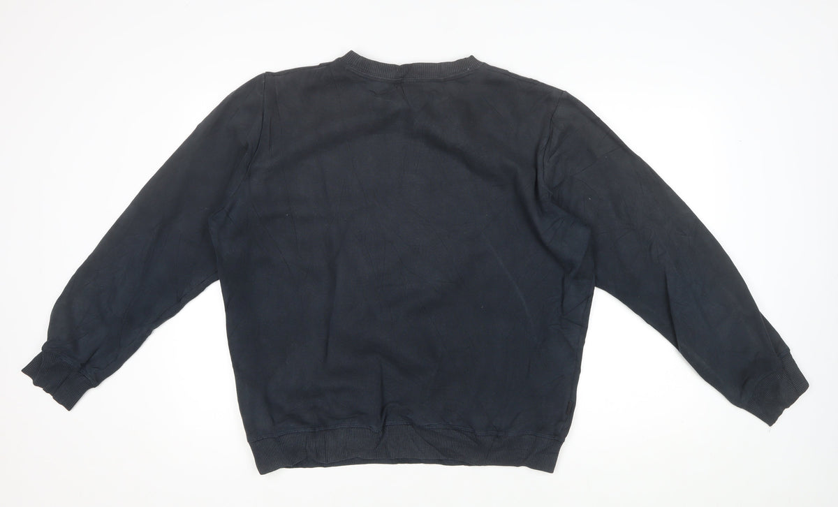 Superdry Men's Black XL Crew Neck Logo Pullover Sweatshirt