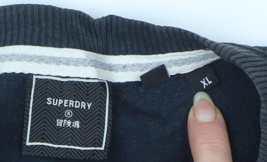 Superdry Men's Black XL Crew Neck Logo Pullover Sweatshirt