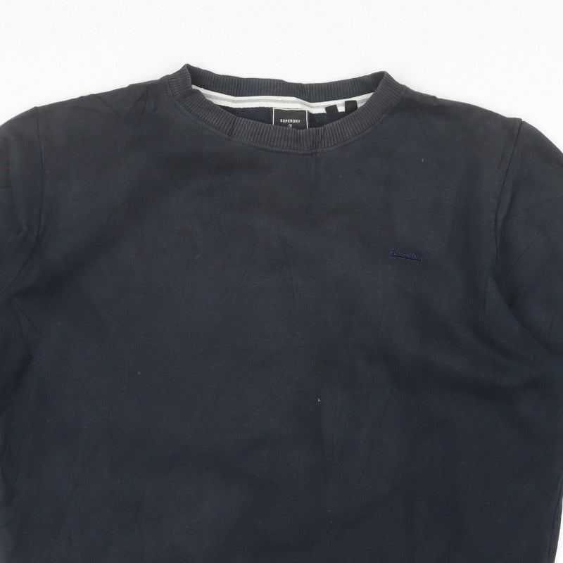 Superdry Men's Black XL Crew Neck Logo Pullover Sweatshirt
