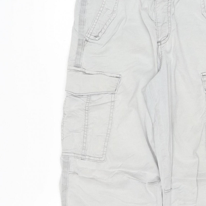 Marks and Spencer Women Grey Cargo Trousers UK 8 Short Straight Leg