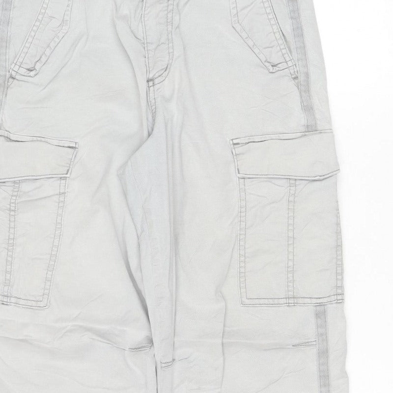 Marks and Spencer Women Grey Cargo Trousers UK 8 Short Straight Leg