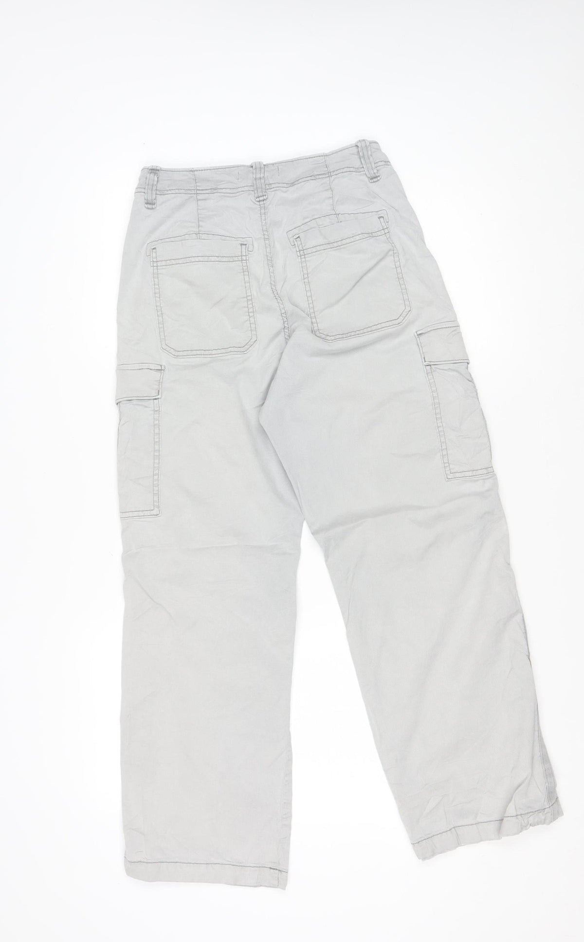 Marks and Spencer Women Grey Cargo Trousers UK 8 Short Straight Leg