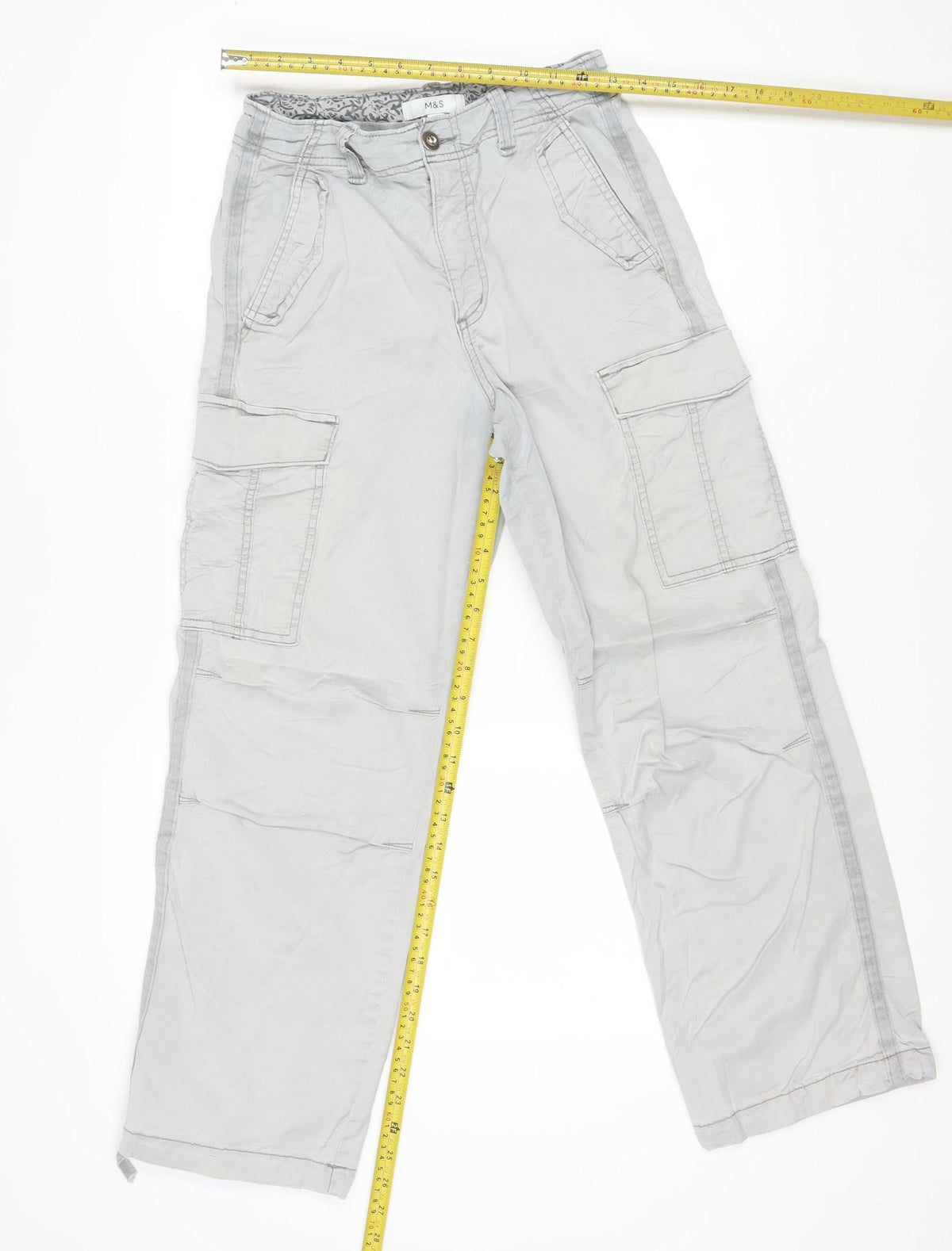 Marks and Spencer Women Grey Cargo Trousers UK 8 Short Straight Leg