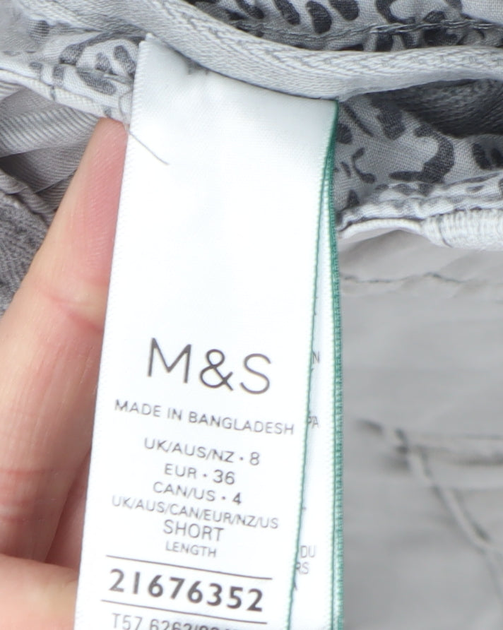Marks and Spencer Women Grey Cargo Trousers UK 8 Short Straight Leg