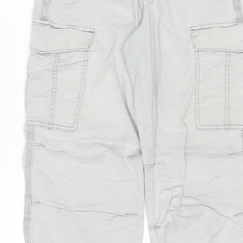 Marks and Spencer Women Grey Cargo Trousers UK 8 Short Straight Leg