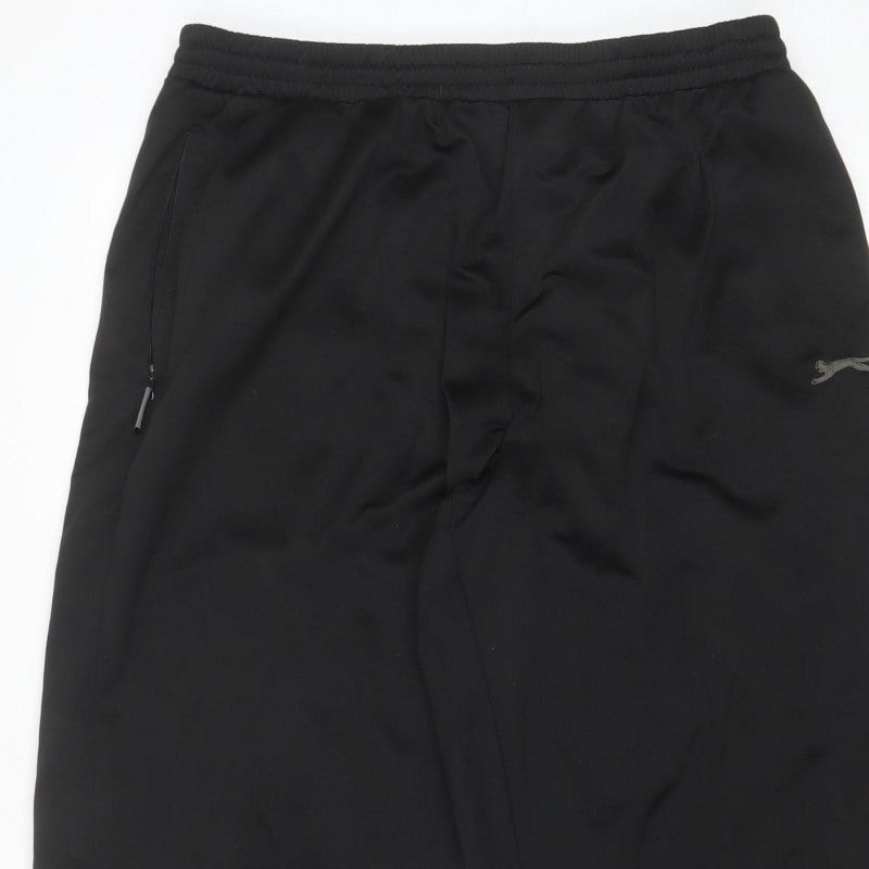 Slazenger Men Black 2XL Track Pants Elastic Waist Zip Pocket