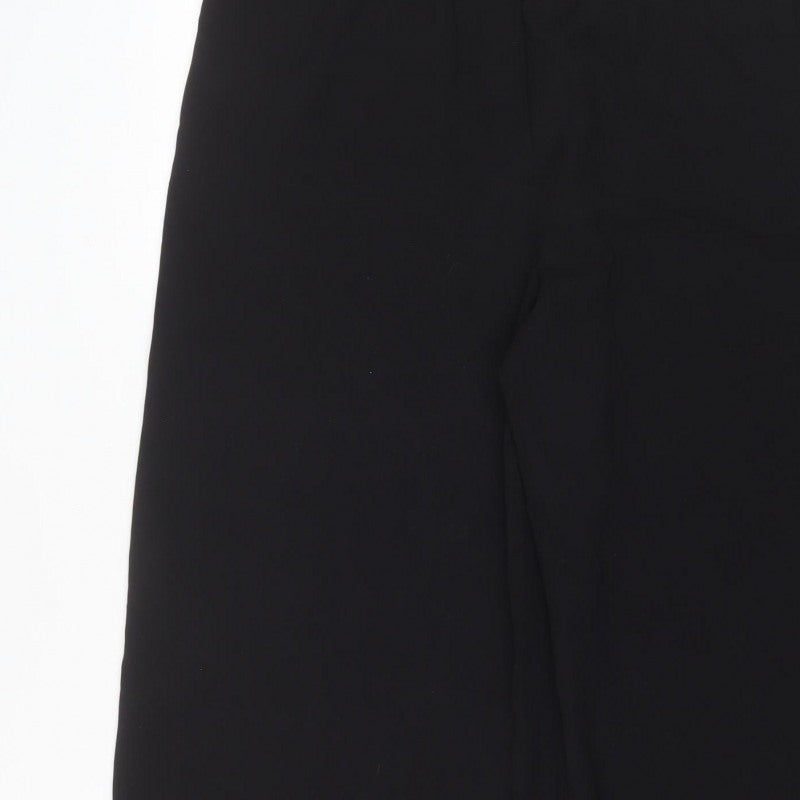 Marks and Spencer Women Black UK 14 Regular Wide-Leg Trousers