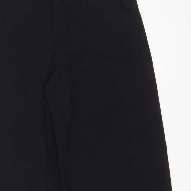 Marks and Spencer Women Black UK 14 Regular Wide-Leg Trousers