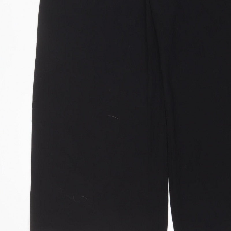 Marks and Spencer Women Black UK 14 Regular Wide-Leg Trousers