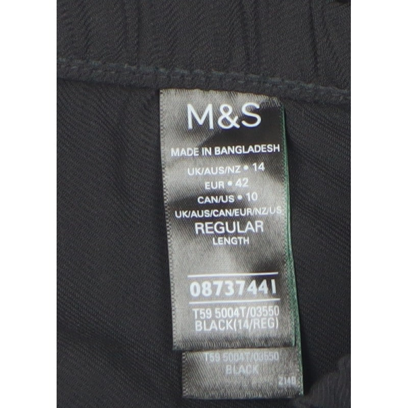 Marks and Spencer Women Black UK 14 Regular Wide-Leg Trousers