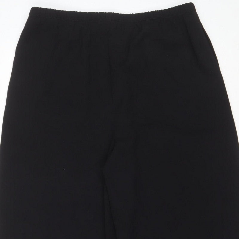 Marks and Spencer Women Black UK 14 Regular Wide-Leg Trousers