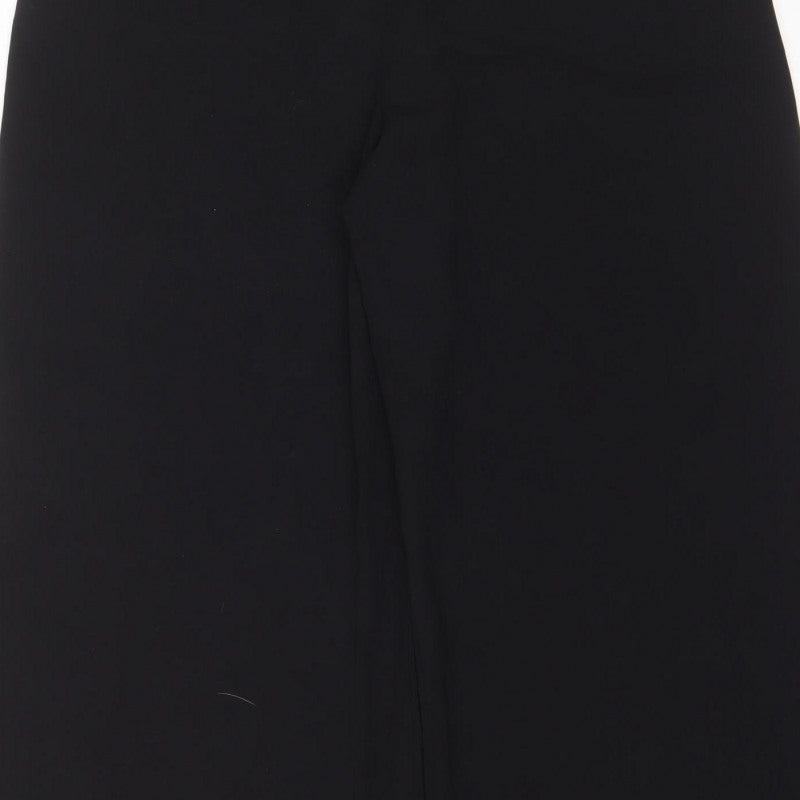 Marks and Spencer Women Black UK 14 Regular Wide-Leg Trousers
