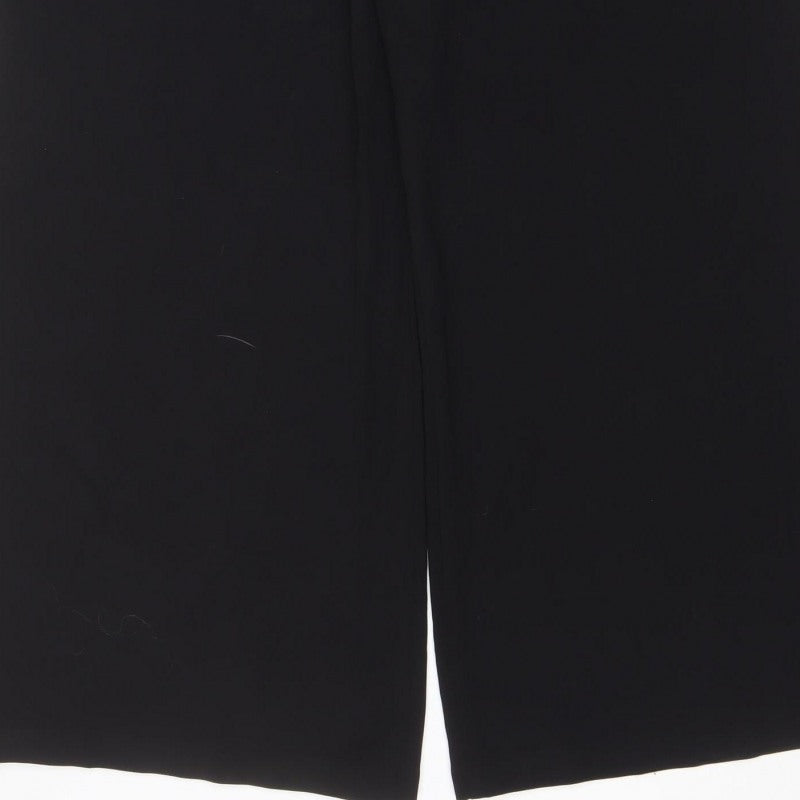 Marks and Spencer Women Black UK 14 Regular Wide-Leg Trousers