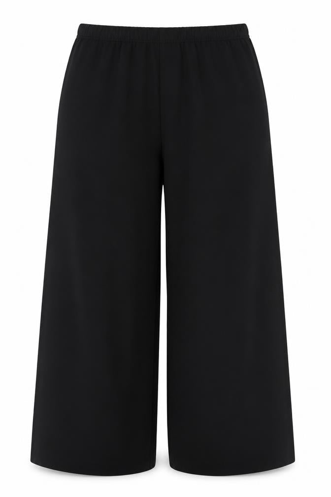 Marks and Spencer Women Black UK 14 Regular Wide-Leg Trousers
