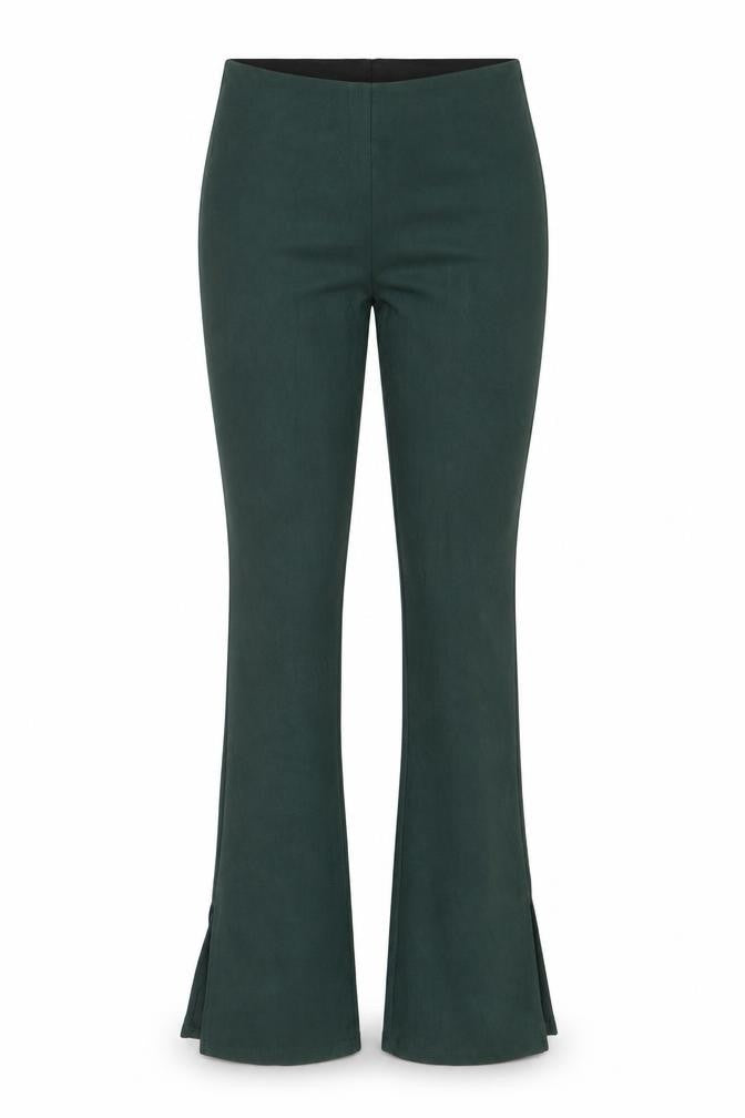 Zara Women Green M Flared Stretch Pull-On Trousers Side Split