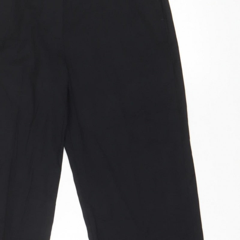 M&S Womens Black UK 12 Regular Tailored Straight Leg Trousers