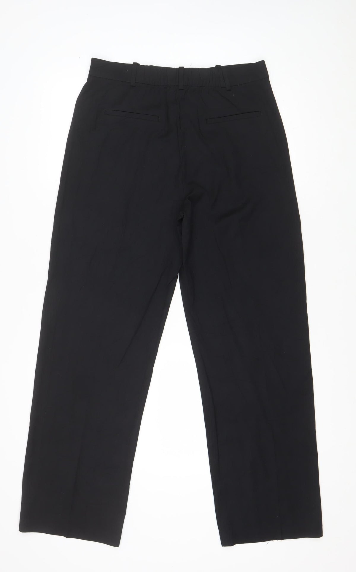 M&S Womens Black UK 12 Regular Tailored Straight Leg Trousers