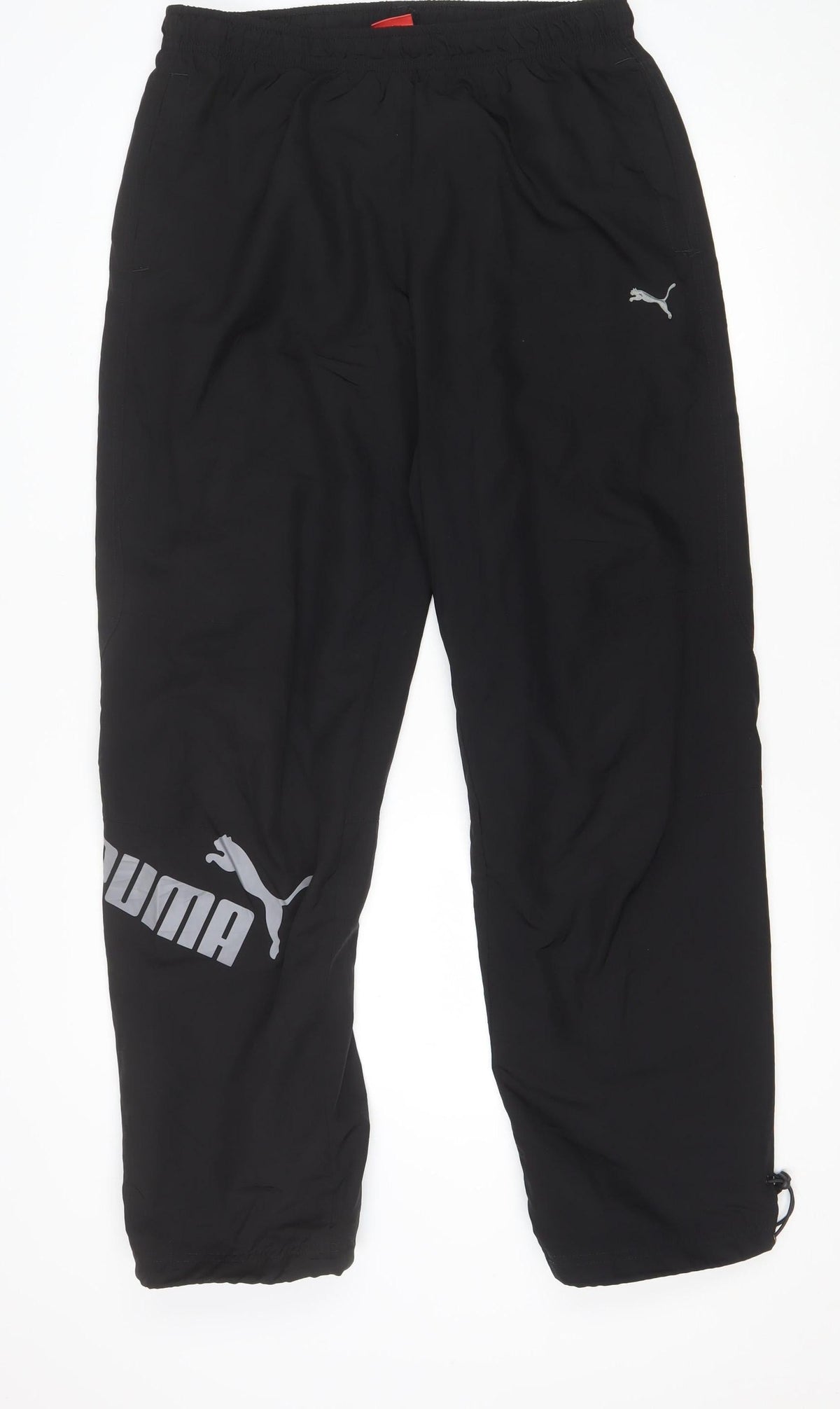 PUMA Men’s Black L Track Pants Drawstring Reflective Logo