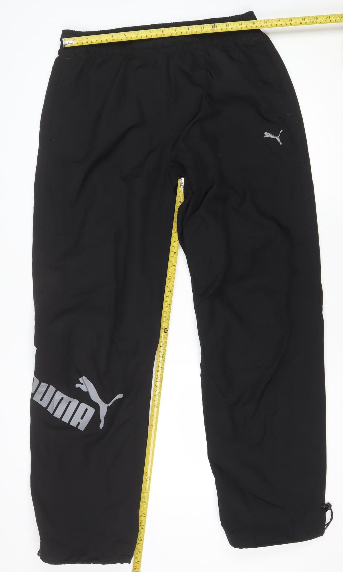 PUMA Men’s Black L Track Pants Drawstring Reflective Logo