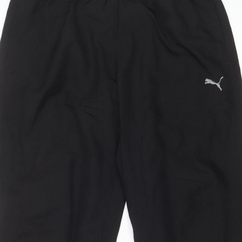 PUMA Men’s Black L Track Pants Drawstring Reflective Logo