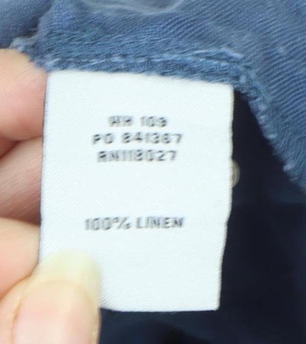 Boden Women Blue UK 10 Linen Knee Length Belted Shirt Dress