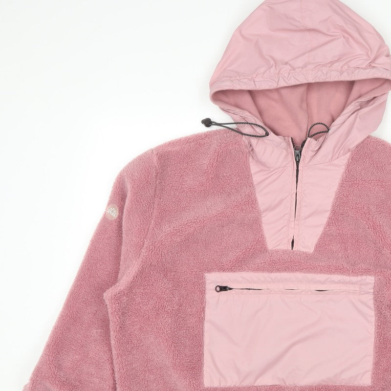 Topman Men's Pink M Fleece 1/4 Zip Hooded Pullover Sweatshirt