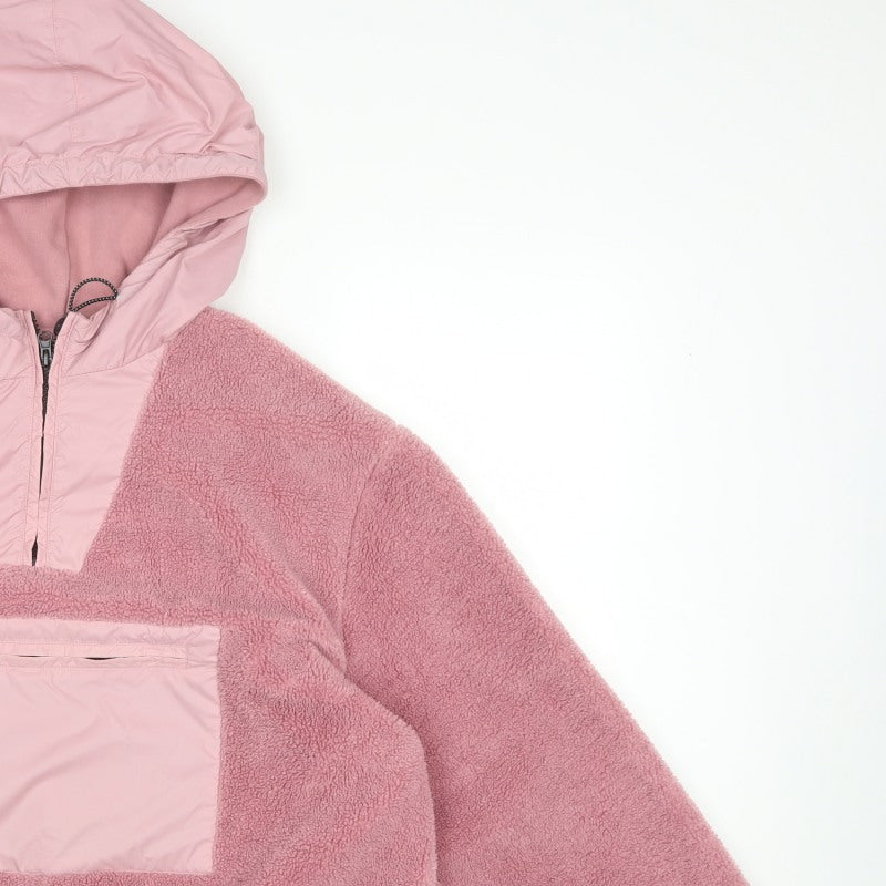 Topman Men's Pink M Fleece 1/4 Zip Hooded Pullover Sweatshirt