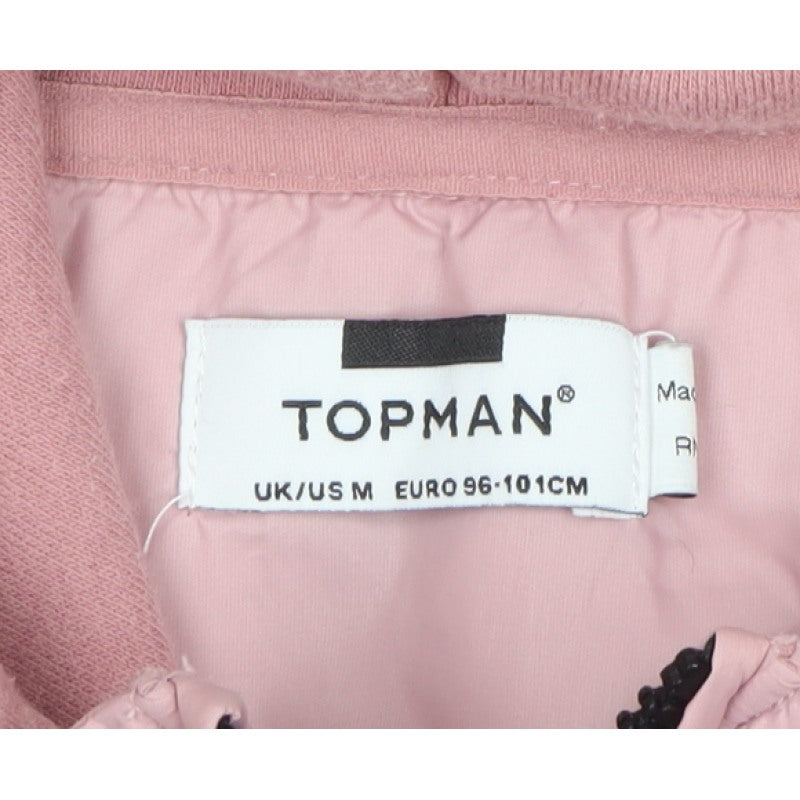 Topman Men's Pink M Fleece 1/4 Zip Hooded Pullover Sweatshirt