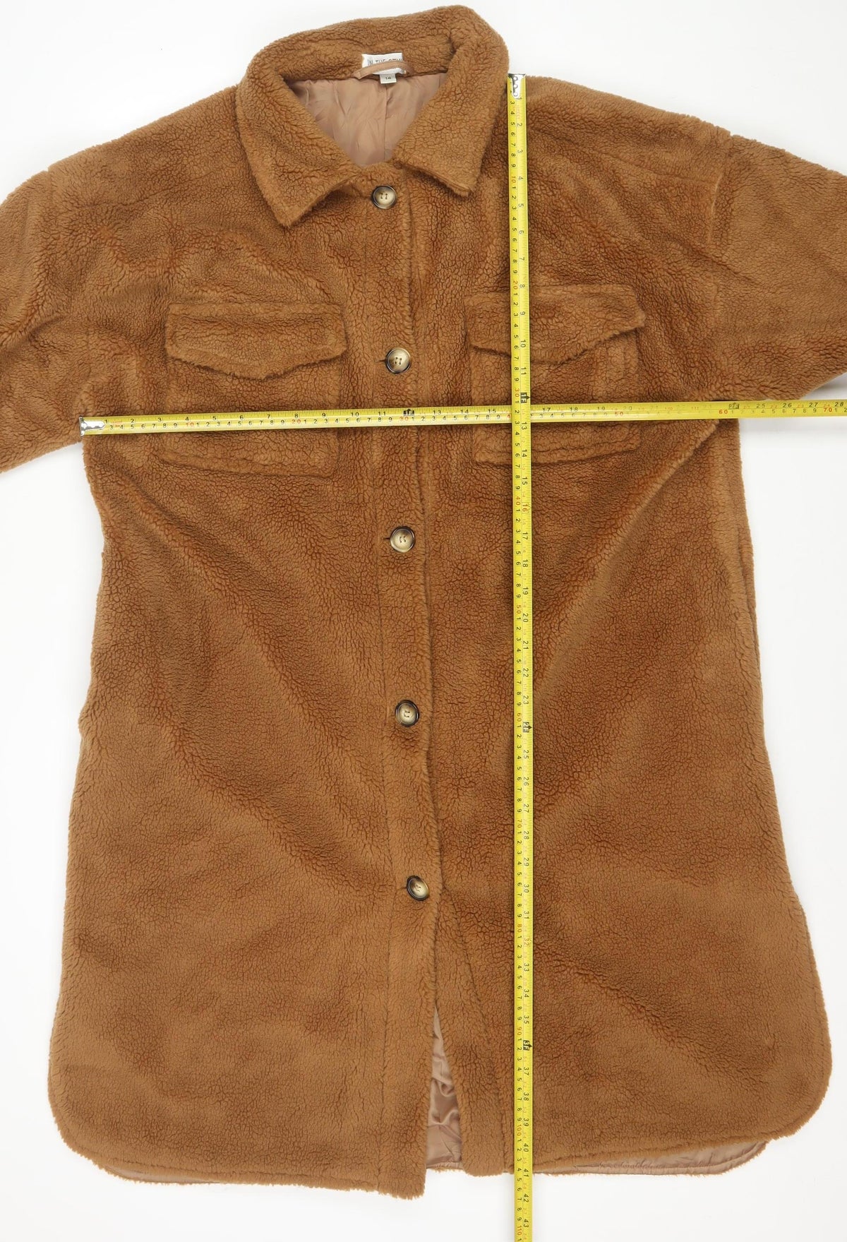 In The Style Women’s Brown Teddy Fleece Long Coat Size 14