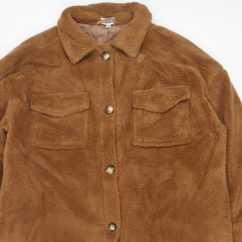 In The Style Women’s Brown Teddy Fleece Long Coat Size 14