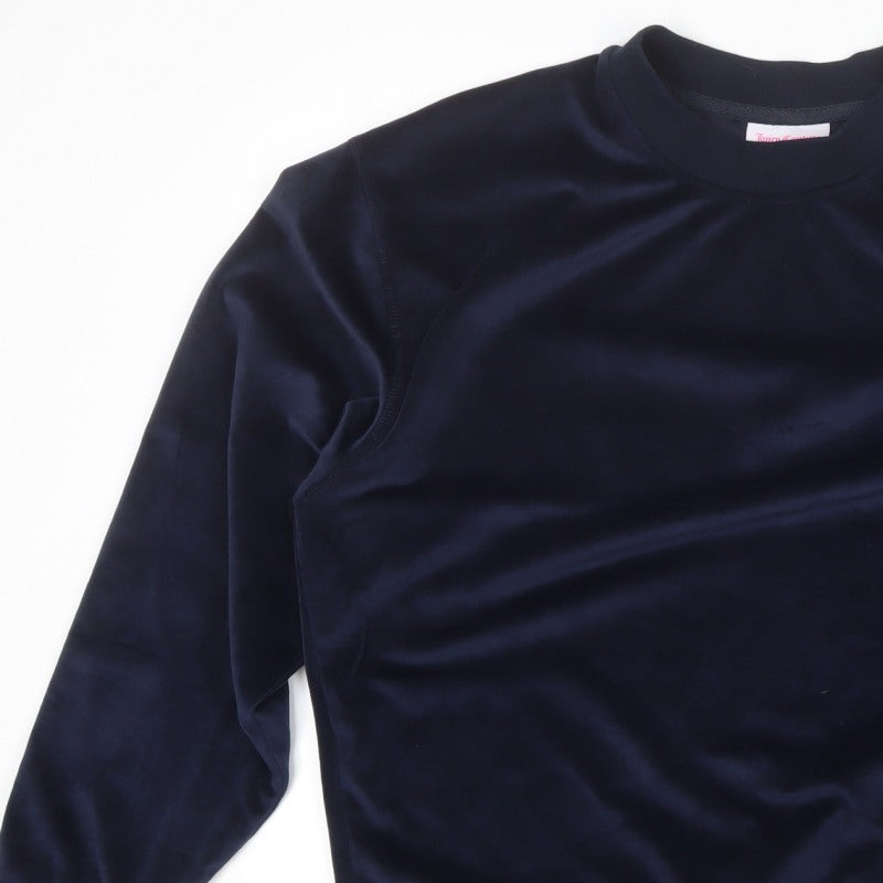 Juicy Couture Women Blue M Velvet Logo Crew Neck Pullover Sweatshirt