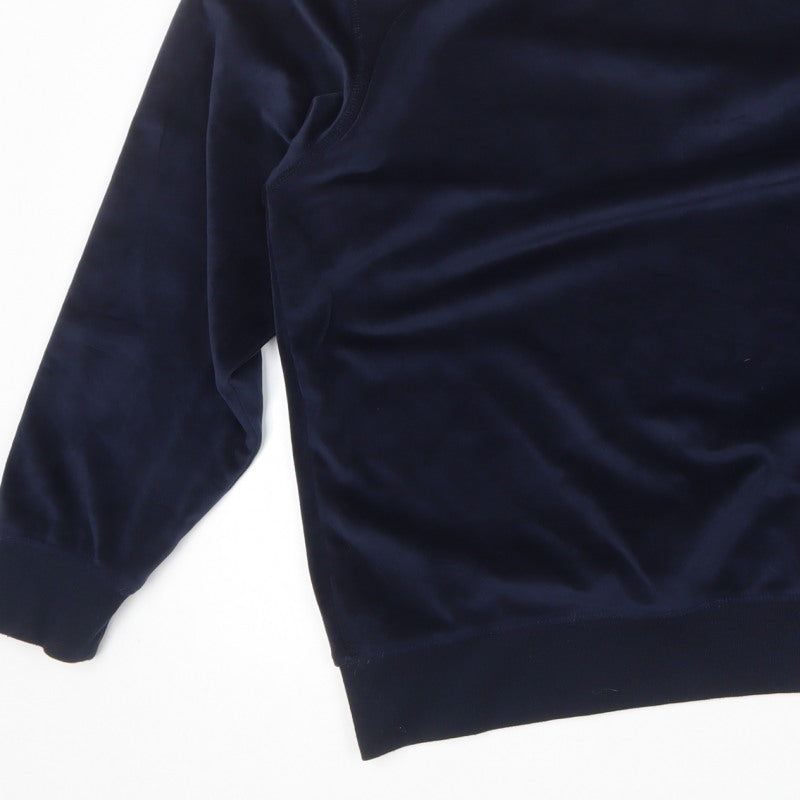 Juicy Couture Women Blue M Velvet Logo Crew Neck Pullover Sweatshirt