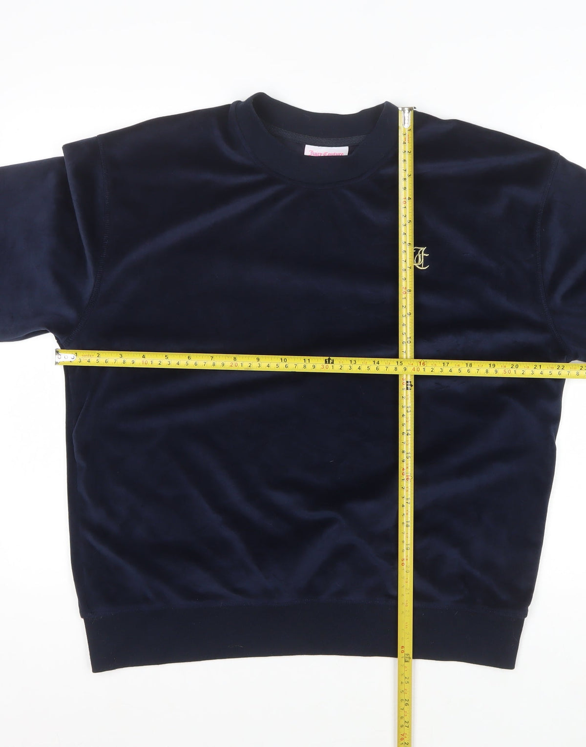 Juicy Couture Women Blue M Velvet Logo Crew Neck Pullover Sweatshirt