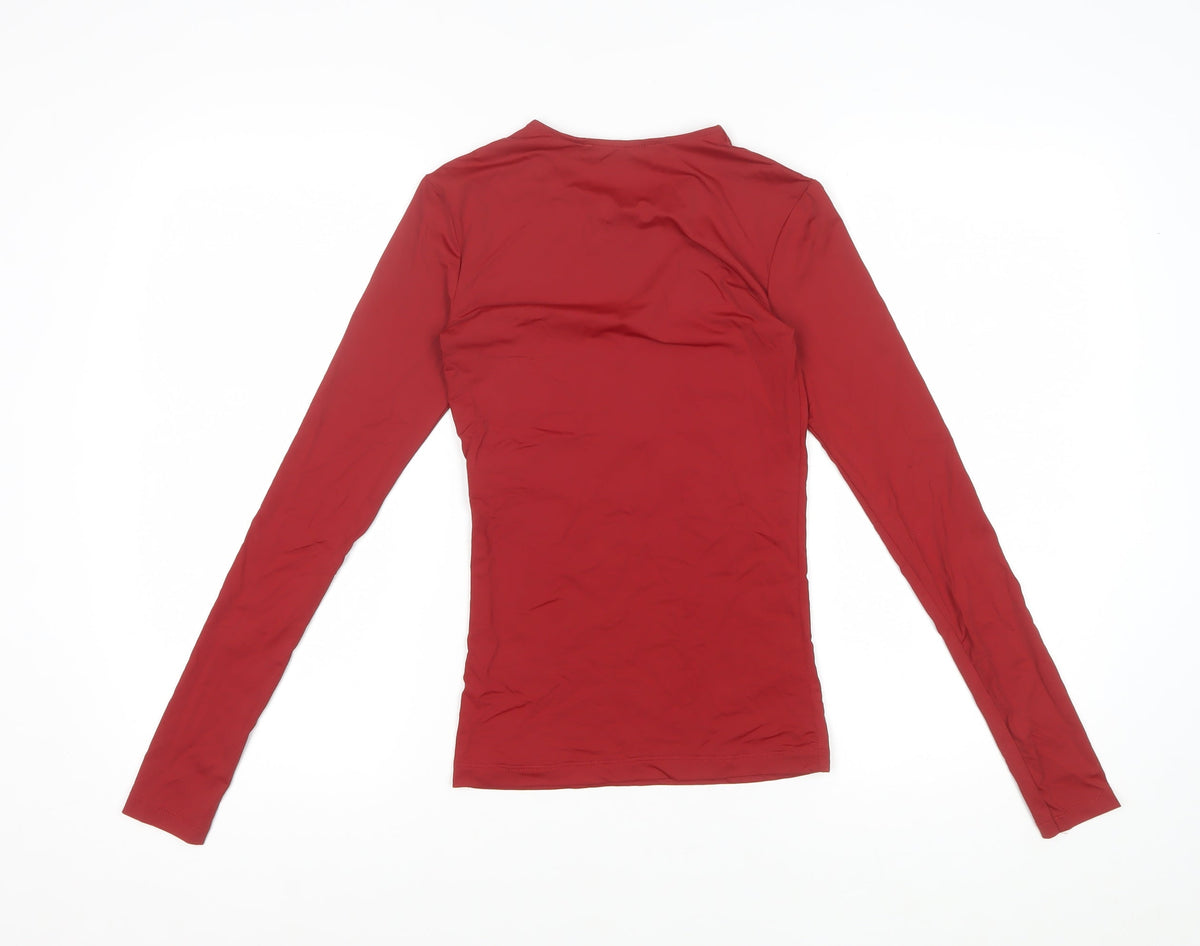 Zara Women Red Size S Basic Slim Fit Long Sleeve Jersey Top