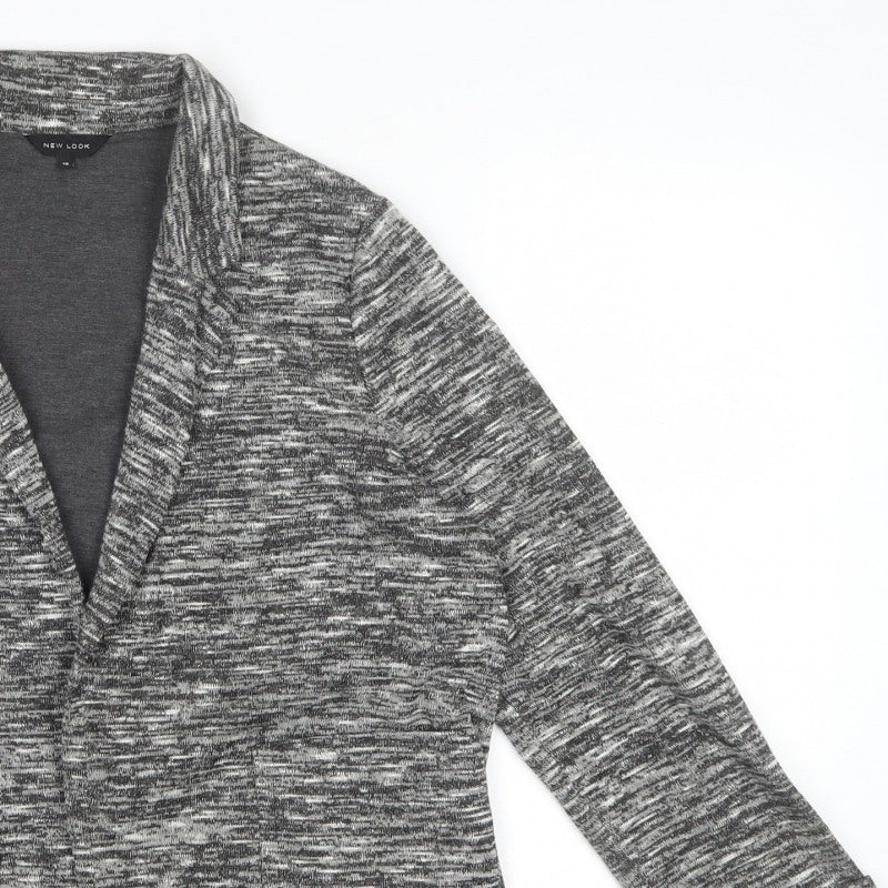 New Look Women’s Grey Marl Knit Coatigan Open Front Size 18