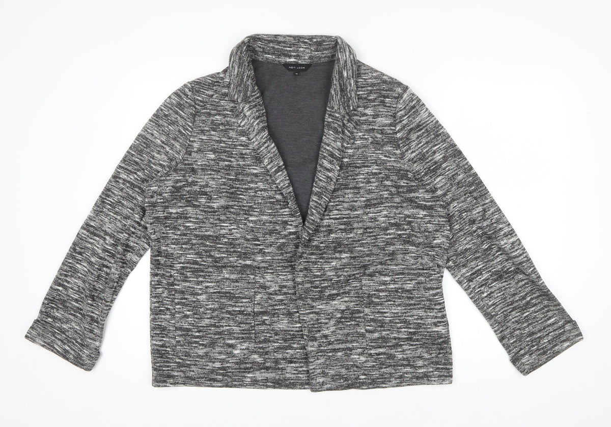 New Look Women’s Grey Marl Knit Coatigan Open Front Size 18